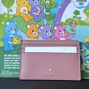 kate spade Glitter Card Holder in Rose Pink and Silver